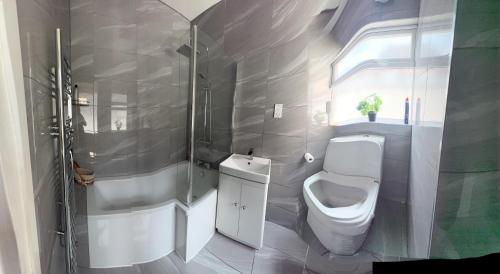 un bagno con wc, lavandino e doccia di Southampton Bridge Home by AFL a Northampton