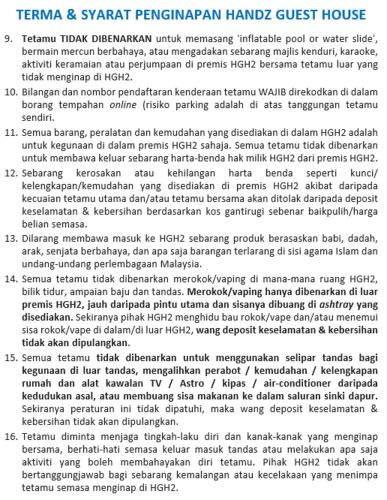 a page of a document with text on it at The Handz House II with WIFI - For family or same gender only in Kepala Batas