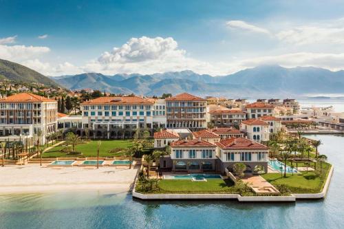 an aerial view of a resort on a body of water at One&Only Portonovi in Herceg-Novi