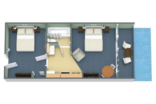 a floor plan of a room with a bathroom at Compass Cove in Myrtle Beach