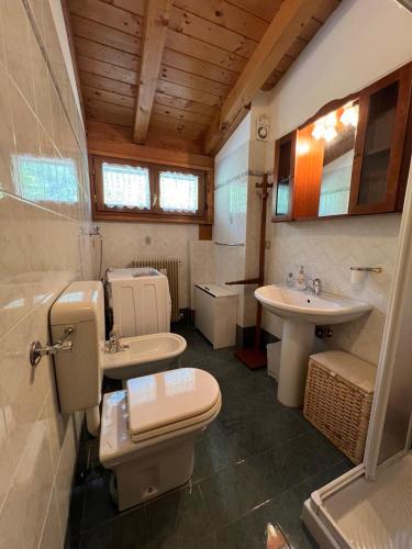 a bathroom with a toilet and a sink at Appartamento Diamante - Ad un passo dalla Ciclabile in Auronzo di Cadore