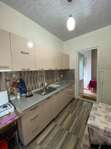 a kitchen with a sink and a counter top at Anna's Guesthouse in Kobuleti