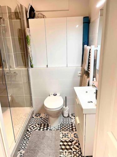 une salle de bain avec toilettes, douche et lavabo dans l'établissement 36 Rue Droite, à Nice