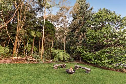a person sitting in a bowl in the grass at The Bower at Purling Brook in Springbrook