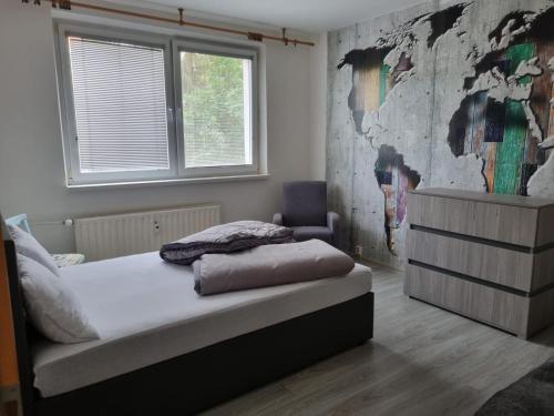 Postel nebo postele na pokoji v ubytování Beautiful modern decorated flat