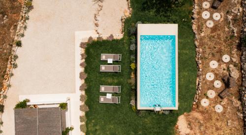 an overhead view of a swimming pool in a yard at Torretta Le Feritoie - piscina e terrazza vista mare in Fasano