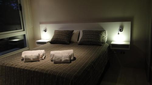 奧斯坦德的住宿－La Gavea，一间卧室配有一张大床和两个枕头