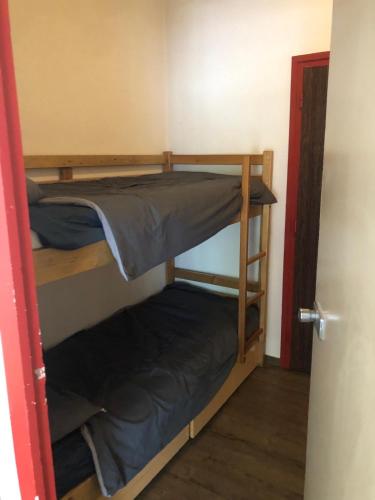 Ce dortoir comprend 2 lits superposés et une porte. dans l'établissement Appartement Chamonix, à Chamonix-Mont-Blanc