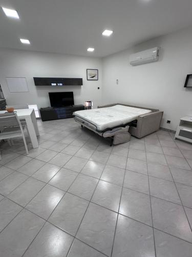 une grande pièce avec un lit au milieu dans l'établissement Studio en coeur de village, à Frontignan