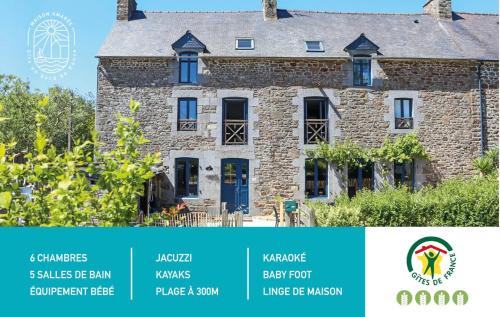 un collage de photos d'une vieille maison en pierre dans l'établissement Maison Amarée, à Pleudihen-sur-Rance