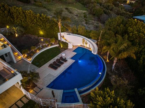 an overhead view of a swimming pool in a house at Winding Way in Malibu