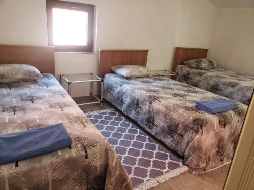 a room with two beds and a window at Ernur Pension in Canakkale