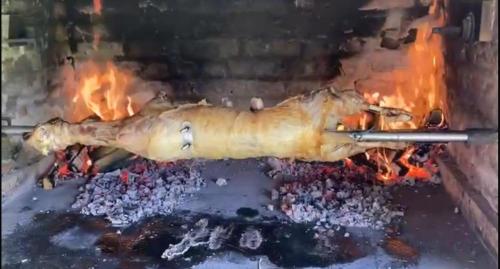 Gornja KovačicaにあるVila Sanのオーブンで燃えている大きな棒