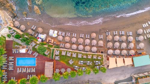 an overhead view of a building with a beach at AKASHA Beach Hotel & Spa in Hersonissos