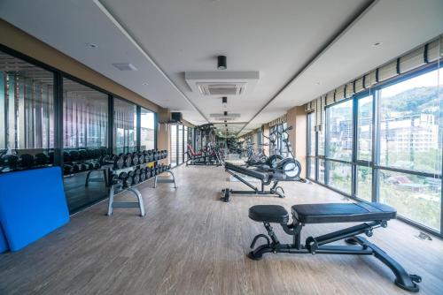 Fitness centrum a/nebo fitness zařízení v ubytování Top floor apartment at Aristo by Lofty