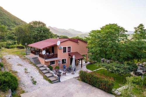an aerial view of a house with a garden at Oasis of Peace Meterizi in Cetinje