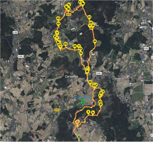 a map of a road with yellow roads at In Costa House - Alojamento Barcelos in Barcelos