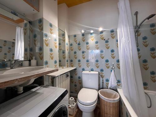 une salle de bain avec toilettes et lavabo dans l'établissement Cœur de Saint-Jean-de-Luz : Appartement lumineux avec balcon, proche plage et commerces - FR-1-239-1079, à Saint-Jean-de-Luz
