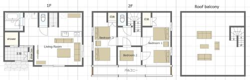 a floor plan of a building at Color Bee Villa 99 海の見える貸別荘,プライベートプール, サウナ, ジャグチ,ドッグラン,BBQ付き in Shirako