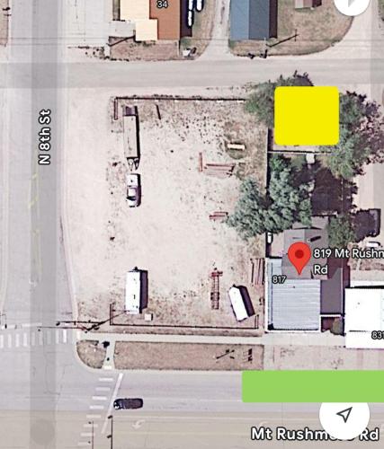 a map of a street with a red dot at Dwntwn Custer Farmhouse On Main St With Hot Tub in Custer