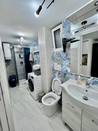 a bathroom with a toilet and a sink at A'MARE da Marco Loft in Sperlonga