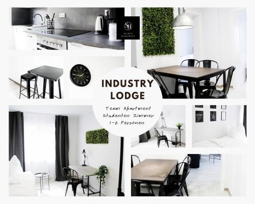 eine Collage mit Fotos von einer Küche und einem Esszimmer in der Unterkunft SH Team Lodges 4 Apartments für max 19 Personen l Monteure l Messe l Business in Duisburg