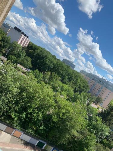 an overhead view of trees and buildings in a city at TOP 2 Zimmer Apartment Mainz-Lerchenberg - nähe Mainz, Wiesbaden, Frankfurt, Alzey in Mainz