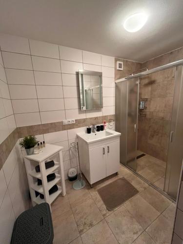 Koupelna v ubytování Apartmán Sadová 430