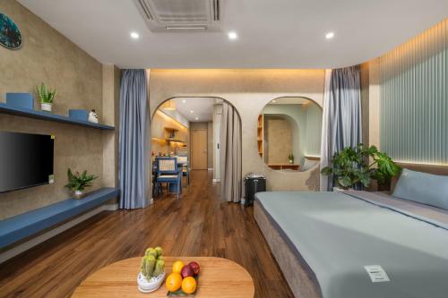 Postel nebo postele na pokoji v ubytování Q Apartment Da Nang