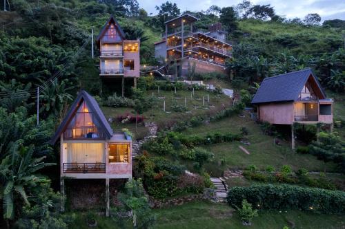 an aerial view of a house on a hill at Majentra Ella in Ella