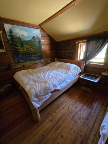 Кровать или кровати в номере Rustic Beaverfoot Lodge Room N8
