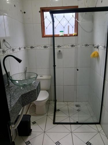 Koupelna v ubytování Recanto família lima