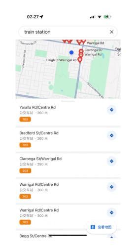 a screenshot of a map with a red marker at 89B - Your Dream Stay Business or Travel Mornings with coffee in Bentleigh in Heatherton