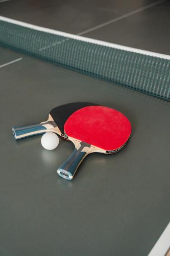 a tennis racket and a ball on a tennis court at Rewita Waplewo in Maróz