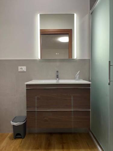 a bathroom with a sink and a mirror at Cantarane Guest House in Rovarè