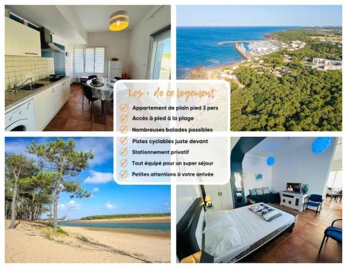 un collage de photos d'une maison avec une plage dans l'établissement 