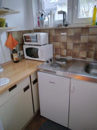 Kuchyň nebo kuchyňský kout v ubytování Ferienwohnung Hecking