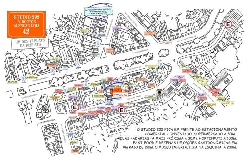 a drawing of a map of a city at Studio 202 in Petrópolis