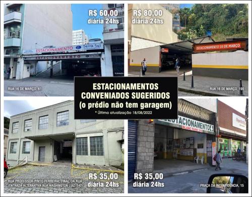 a collage of four pictures of a building at Studio 704 in Petrópolis