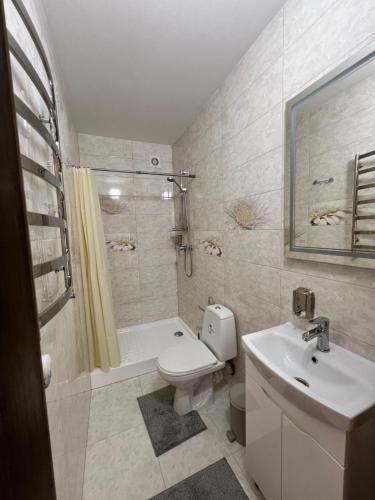 Koupelna v ubytování Kolos house
