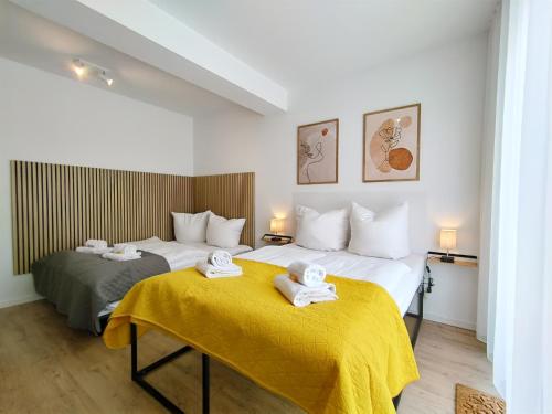 Postel nebo postele na pokoji v ubytování Funtastic Apartment für bis zu 4 Erlangen