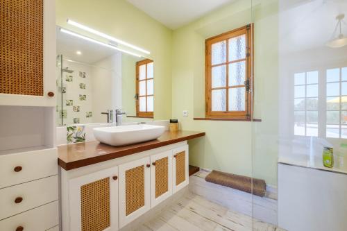 un bagno con lavandino e doccia di Propriété Fontaine Margo a Seillans