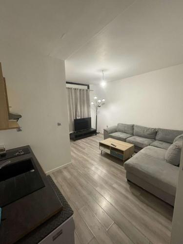 un salon avec un canapé et une table dans l'établissement Appartements 4 personnes, à Lille