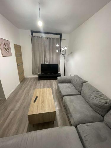 un salon avec un canapé et une table basse dans l'établissement Appartements 4 personnes, à Lille