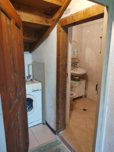 a bathroom with a washer and dryer in a room at Villa Lavandula in Malko Trŭnovo