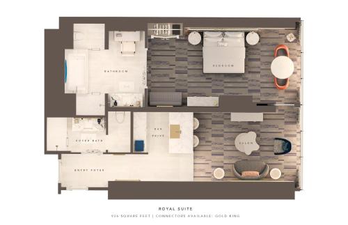 a floor plan of a house with furniture at Fontainebleau Las Vegas in Las Vegas