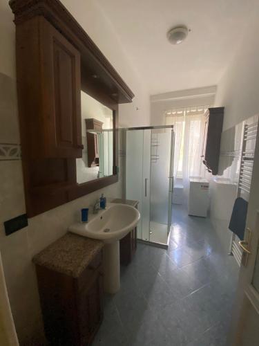 a bathroom with a sink and a shower at IL Passito Caluso in Caluso