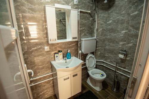 Koupelna v ubytování Apartmani DB na Limu, Prijepolje