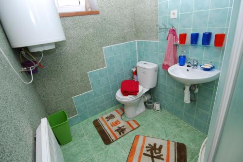 małą łazienkę z toaletą i umywalką w obiekcie Privat Alexandra w Liptowskim Mikulaszu