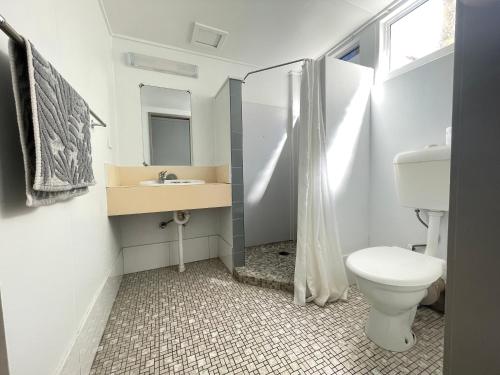 a bathroom with a toilet and a sink at Cairns City Motel in Cairns
